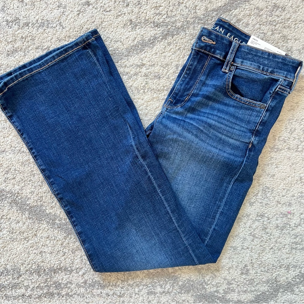 American Eagle Women's Favorite Boyfriend Cobalt Night Stretch Jeans Sz 6 Short
